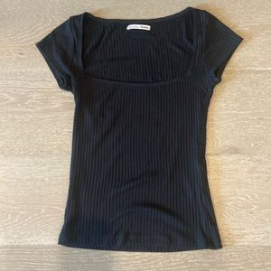Reformation black cotton scoop neck short sleeve top
